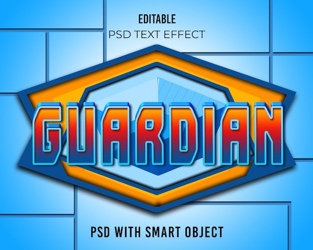 Редактируемый 3d текстовый эффект guardian