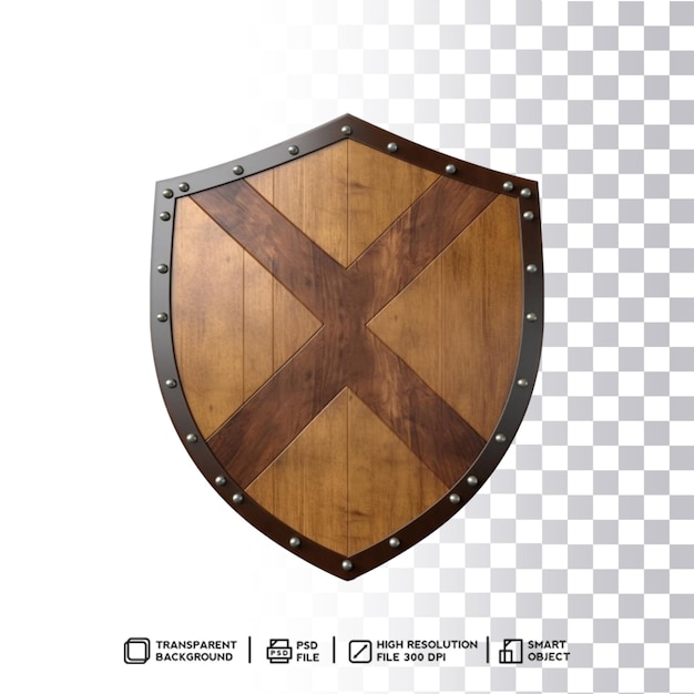 PSD guardian039s emblem unveiled psd wooden shield on transparent isolated background