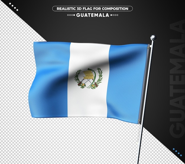 PSD bandiera del guatemala 3d con texture realistica