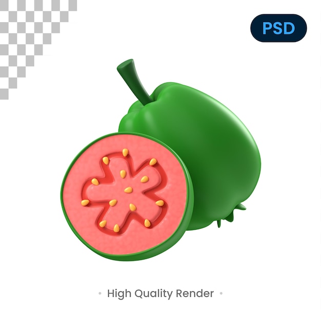 구아바 3d 아이콘 프리미엄 Psd