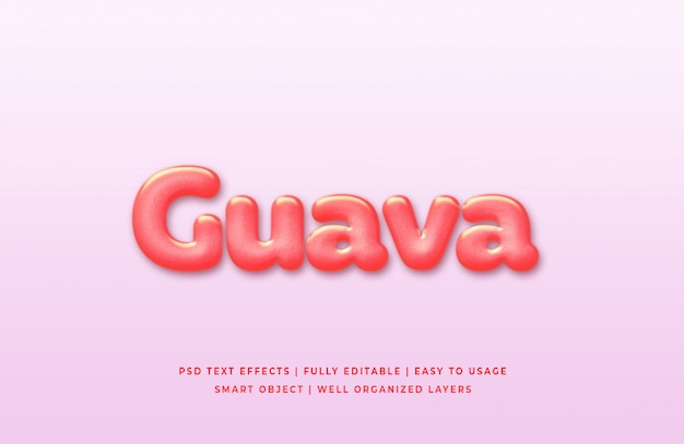 Guava 3d эффект текста стиль премиум psd