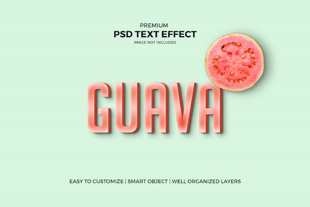 Effetto di testo 3d psd guava fruit style