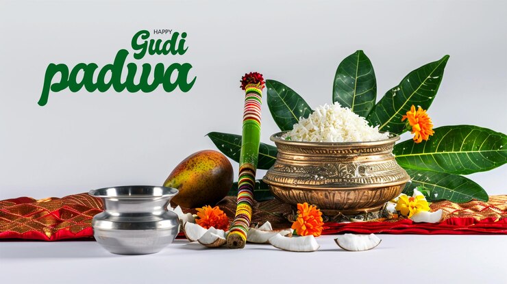 PSD गुड़ी पड़वा सांस्कृतिक पर्व ग्रीटिंग कार्ड बैकग्राउंड