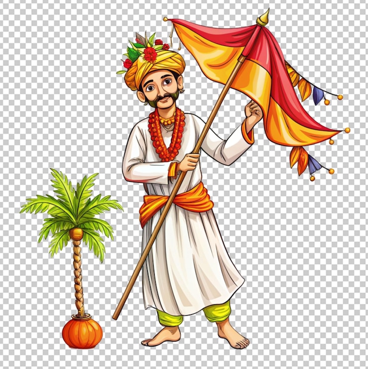 PSD gudi padwa marathi new year festival hand drawn