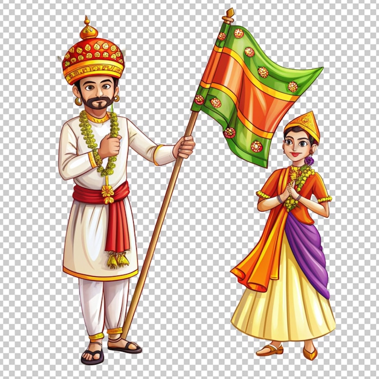 PSD gudi padwa marathi new year festival hand drawn
