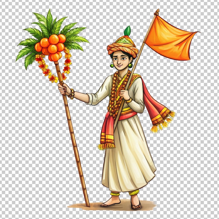 PSD gudi padwa marathi new year festival hand drawn