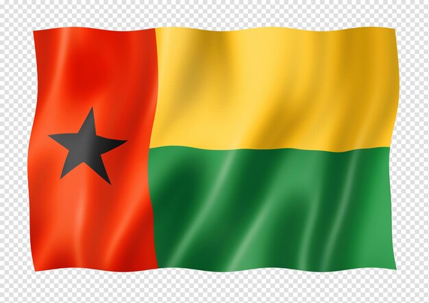 Bandiera della guinea bissau isolata su banner bianco