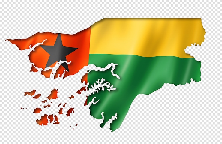 PSD guinea bissau flag map, three dimensional render, isolated on white