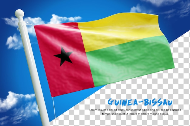 Guinea bissau realistic flag 3d render isolated or 3d guinea bissau waving flag illustration