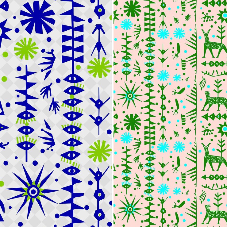 PSD guinean susu patterns with geometric shapes and stylized ani png traditional abstract designs