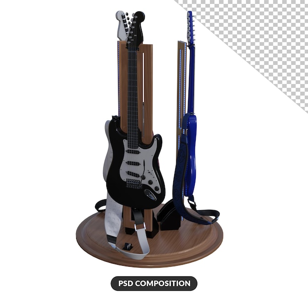 PSD guitar accessories 3d render