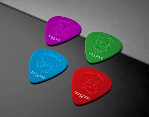 PSD guitar pick  logo effect mockup