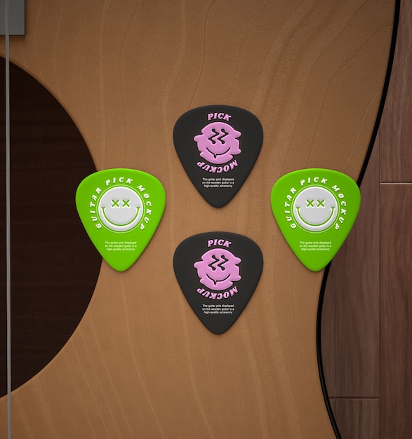 PSD guitar pick mockup design