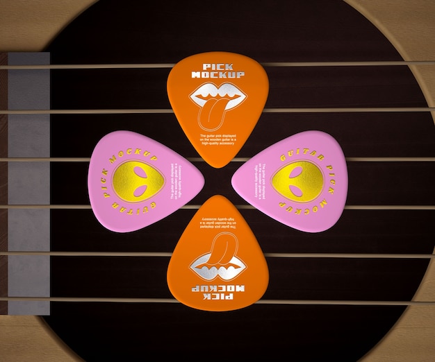 PSD guitar pick mockup ontwerp