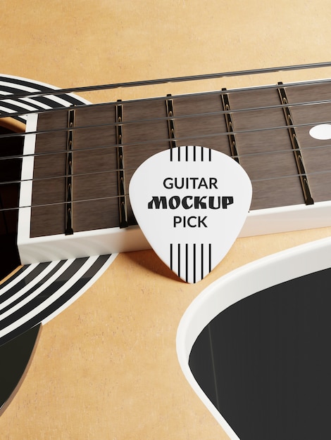 PSD guitar pick mockup ontwerp