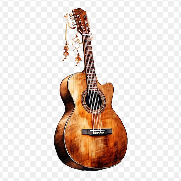 PSD a guitar with a floral pattern on its face