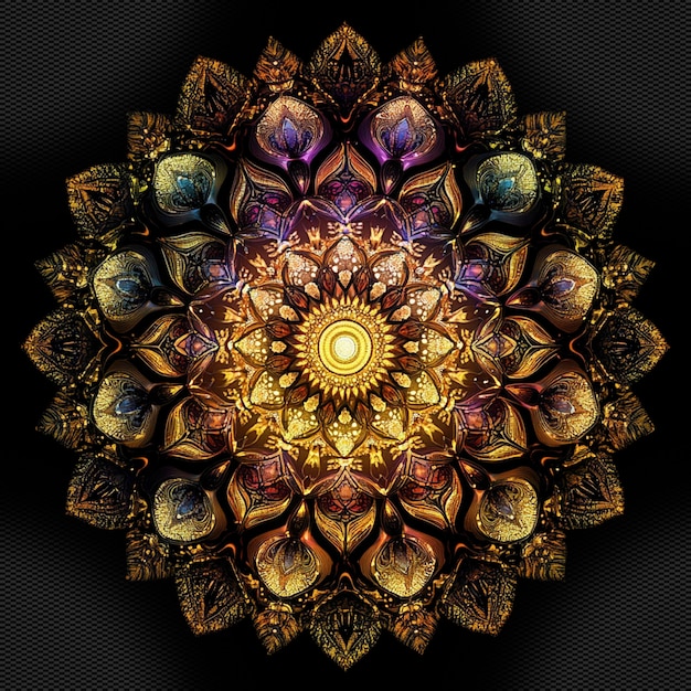 Gullfarget mandala design