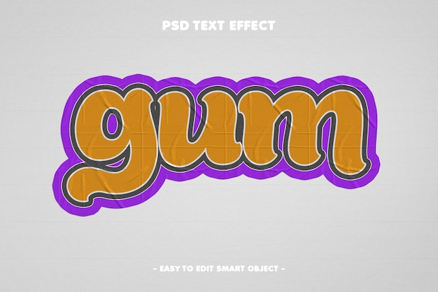 PSD gum editable 3d text effect