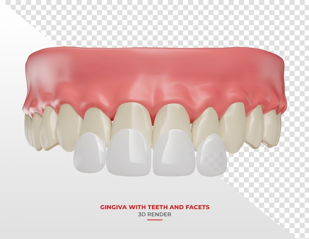 PSD guma z żółtymi zębami i fasadą w renderowaniu 3d z przezroczystym tłem