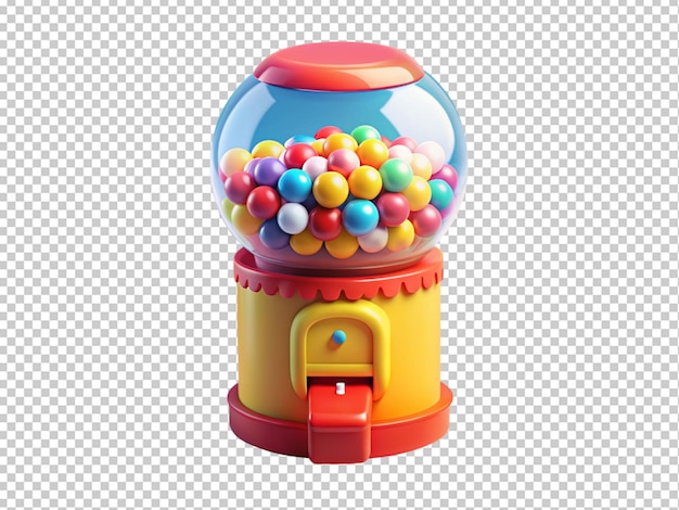 PSD gumball vending machine filled with colorful gumballs