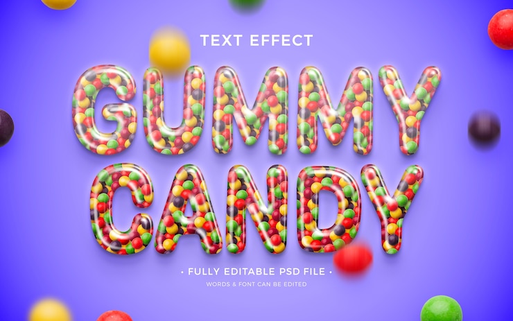 PSD gummy-teksteffect