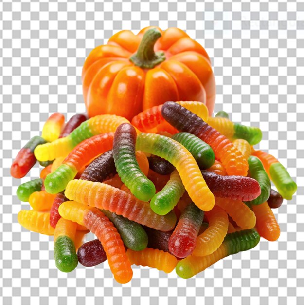 PSD gummy worms halloween on transparent background