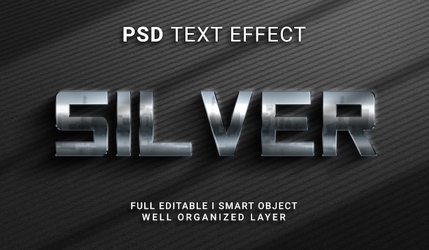 Gümüş 3d stil metin efekti