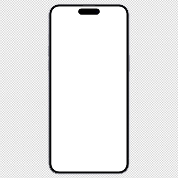 Gümüş akıllı telefonun veya cep telefonunun önden görünüşü – mockup için arka plansız şablon