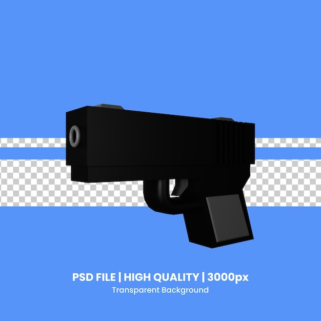 PSD illustrazione dell'icona 3d della pistola