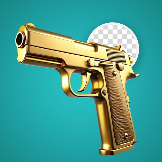 PSD gun gold metal isolated