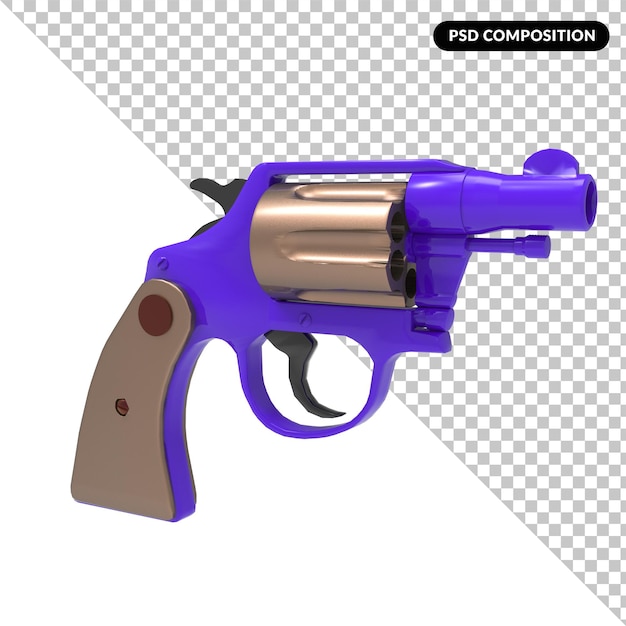 PSD gun isolated 3d rendering