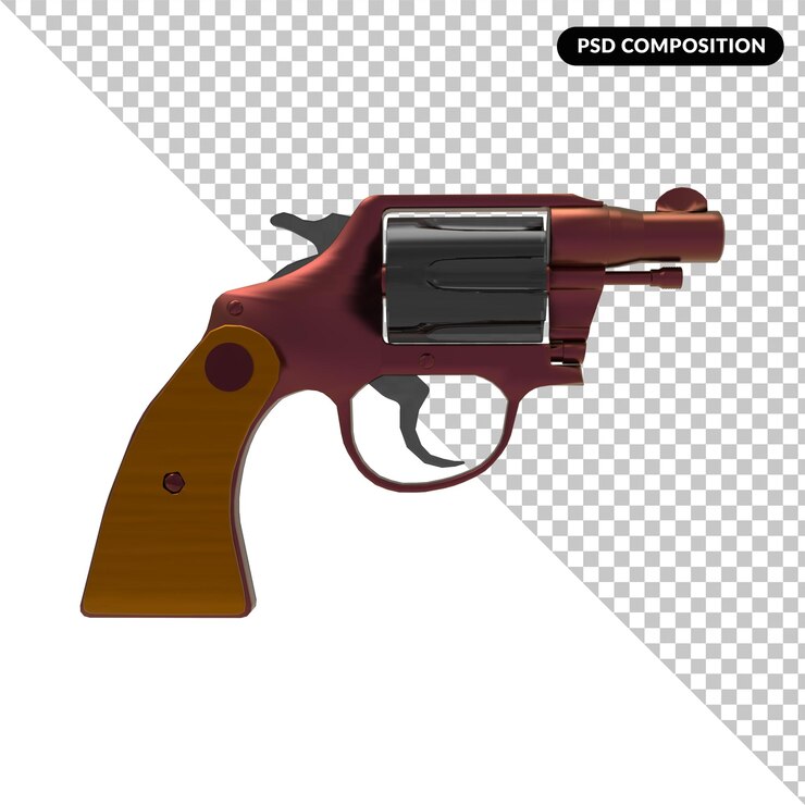 PSD gun isolated 3d rendering