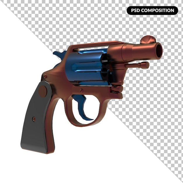 PSD gun isolated 3d rendering