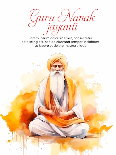 PSD Фестиваль guru nanak jayanti с дизайном фона сикхов