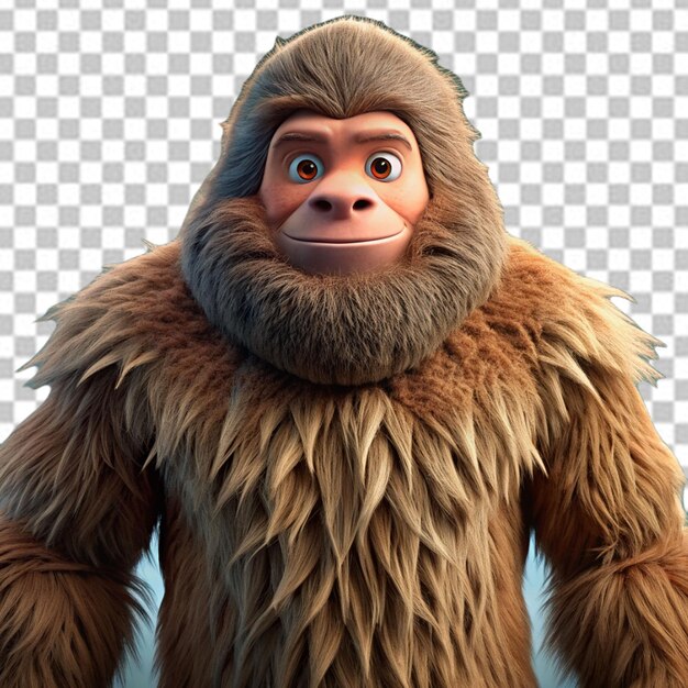 PSD guy in a bigfoot costume isolated on transparent background