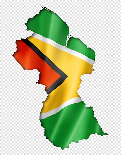 Guyana flag map in three dimensional render isolated