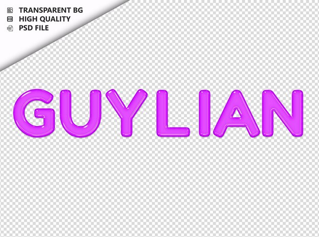 PSD guylian typography purple text glosy glass psd transparent