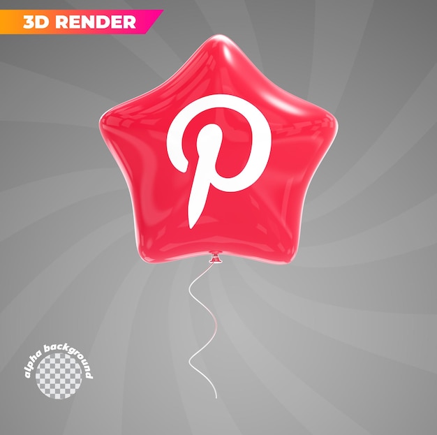 PSD gwiazda ikona mediów społecznościowych na pintereście balony renderowania 3d