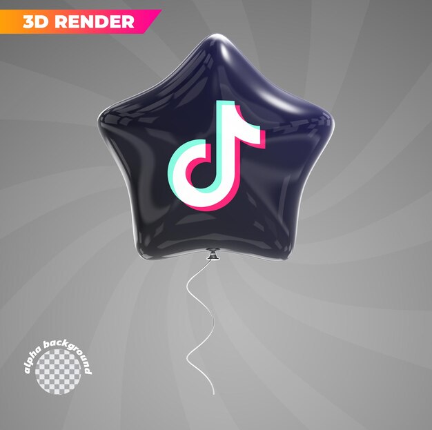 PSD gwiazda ikona mediów społecznościowych tiktok balony renderowania 3d
