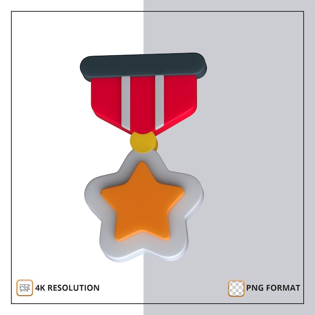 PSD gwiazda medal ikona 3d render