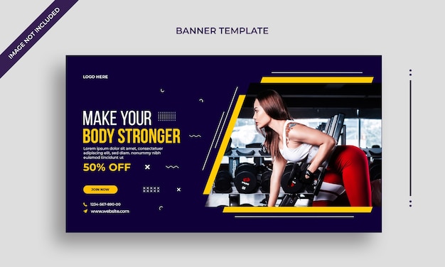 ジムとフィットネスのプロモーションwebバナーまたはソーシャルメディアバナーテンプレート