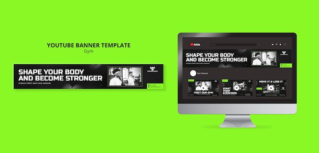 PSD ジムとフィットネスのyoutubeバナーテンプレート