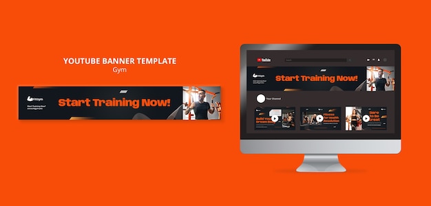 PSD ジムとフィットネスのyoutubeバナーテンプレート