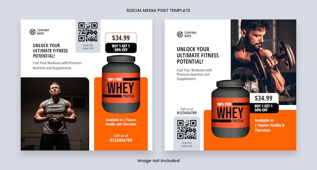 Gym and Bodybuilding Supplement Products Social Media Post Template