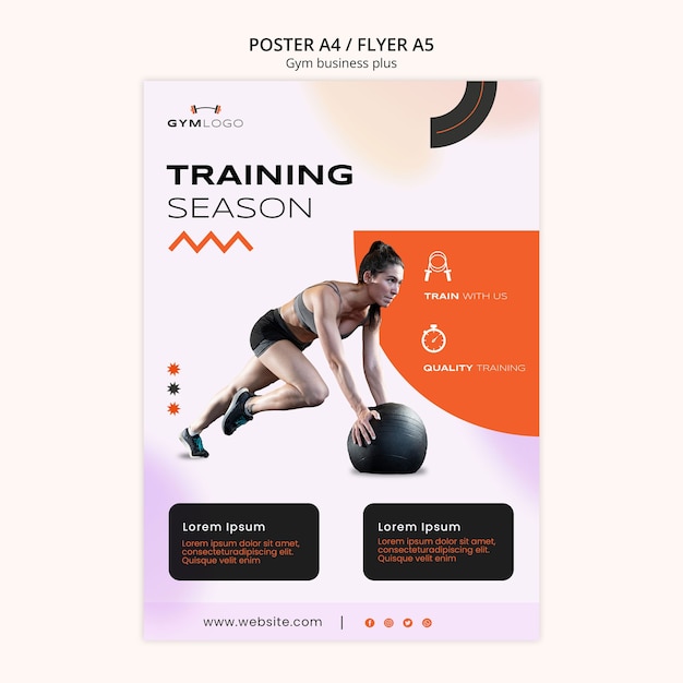 PSD gym business vertical poster template