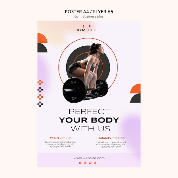 PSD gym business vertical poster template