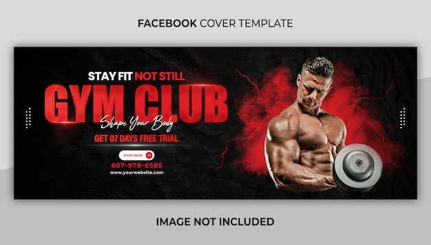 Il club della palestra modella il tuo corpo fitness copertina di facebook e modello di banner web