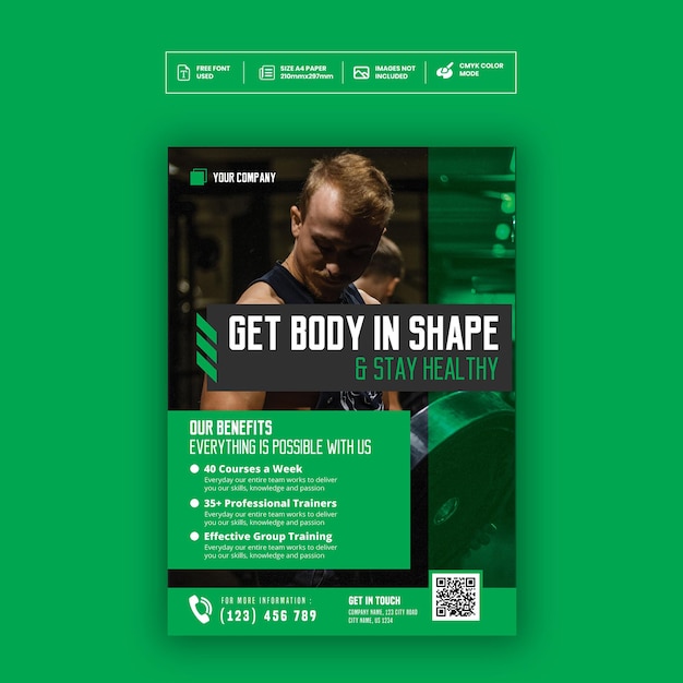 PSD gym en fitness flyer-sjabloon