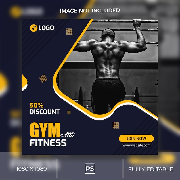 Gym en fitness Instagram-post of vierkante banner