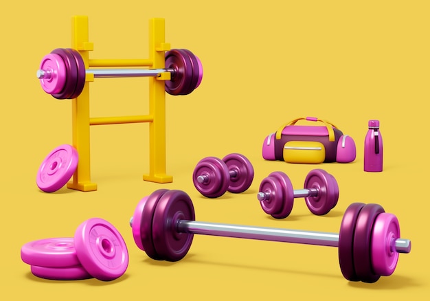 Gym equipment still life background